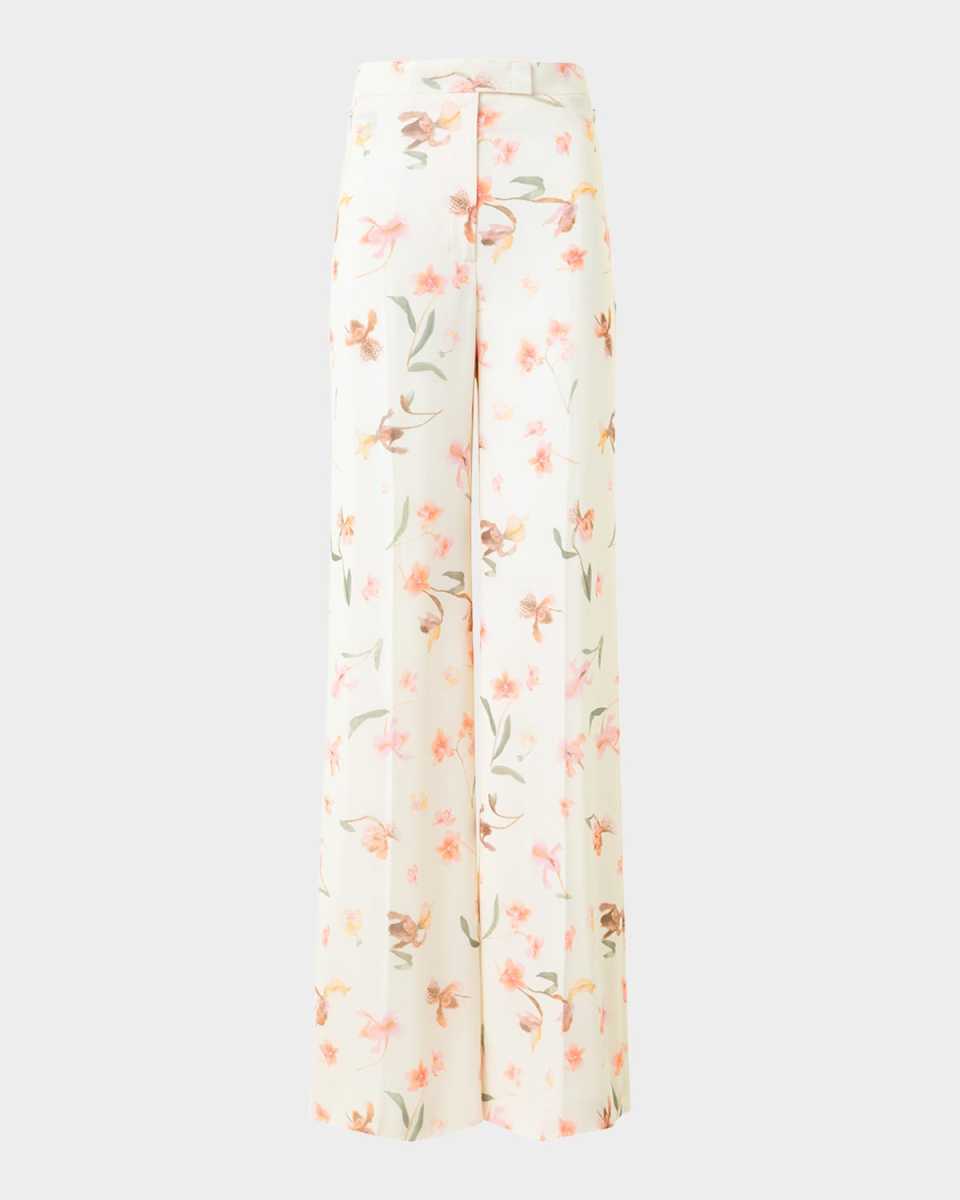 Floretta Wide-Leg Silk Pants